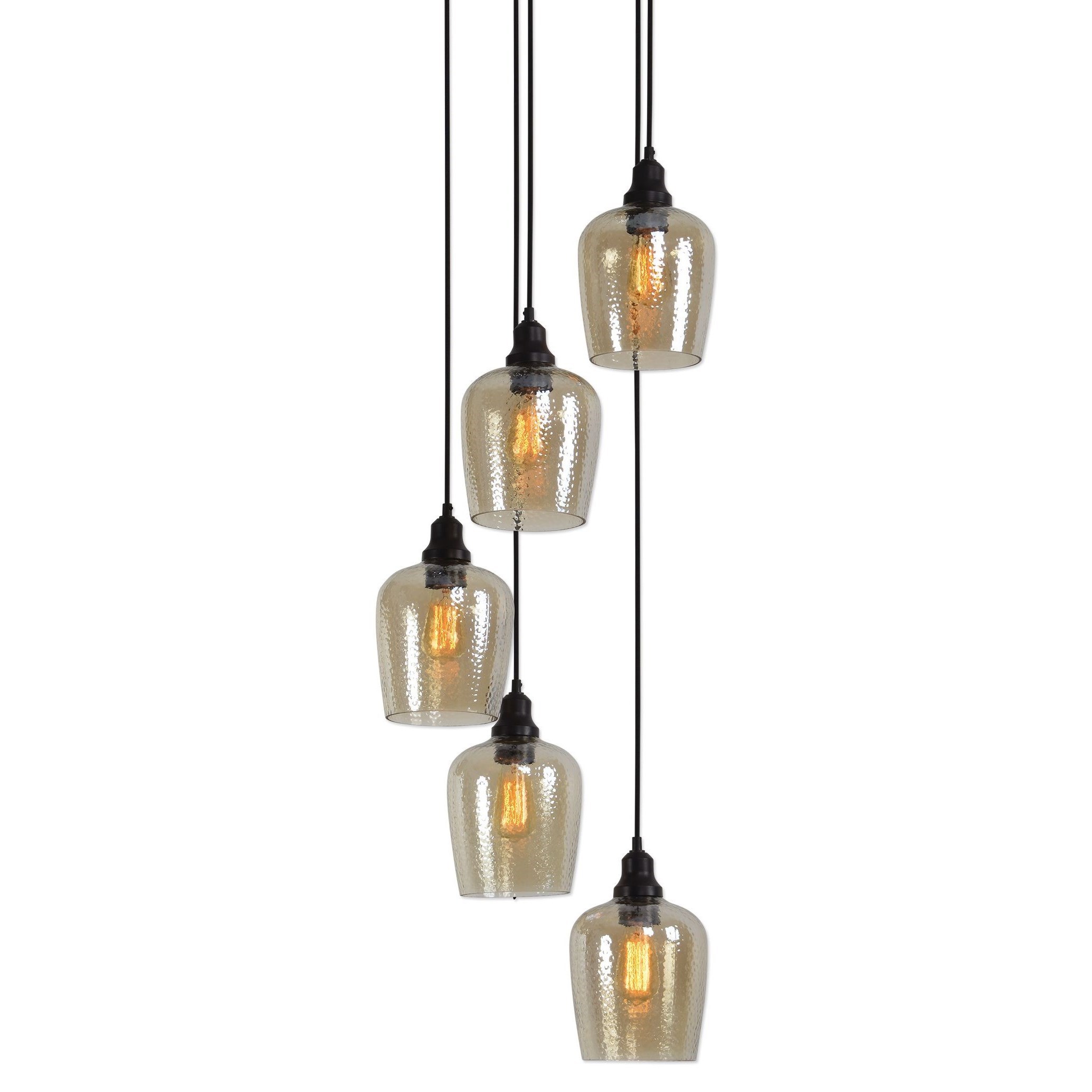 Uttermost Lighting Fixtures Pendant Lights 22119 Aarush 5 Light Glass